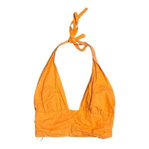 Charlie Holiday Cotton Orange Halter Top Elastic 8